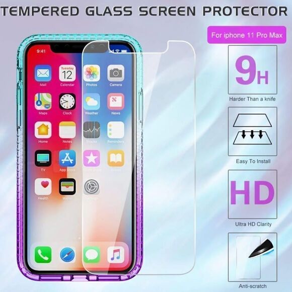 NEWโLeYi iPhone 11 Case W/ 2 Tempered Glass Protectors TealโGlitter - Picture 6 of 10